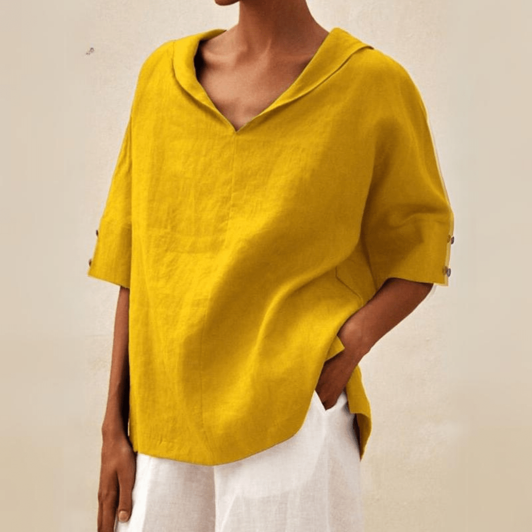 Abby | V - Neck Casual Linen Shirt - Ciara & Fiona