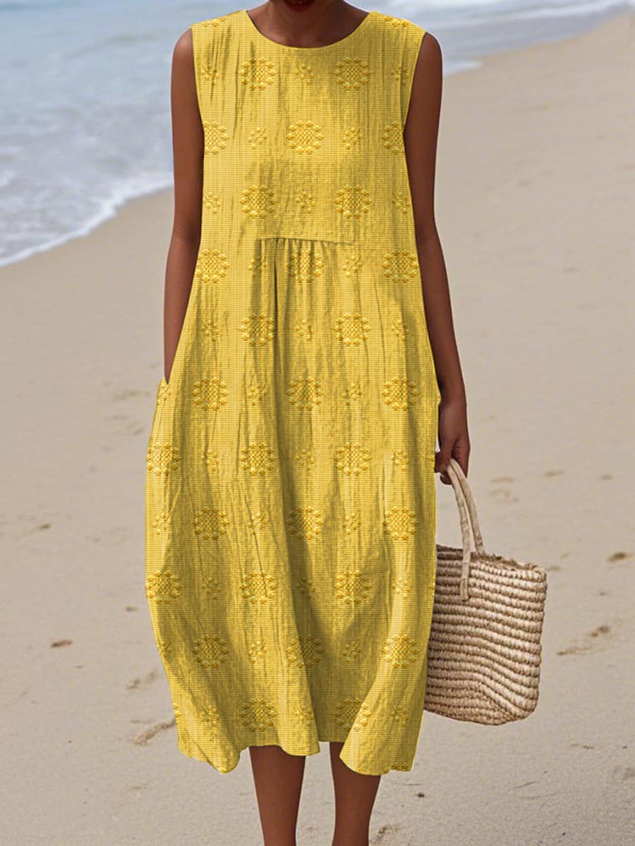 Aika | Elegant Sleeveless Cotton Pocket Dress - Ciara & Fiona