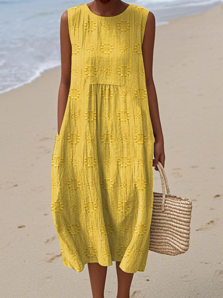 Aika | Elegant Sleeveless Cotton Pocket Dress - Ciara & Fiona