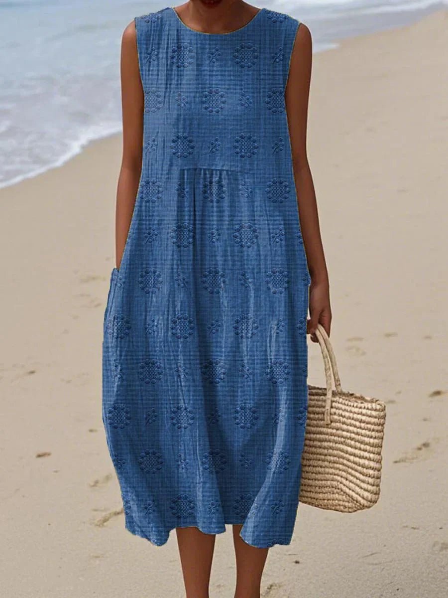 Aika | Elegant Sleeveless Cotton Pocket Dress - Ciara & Fiona
