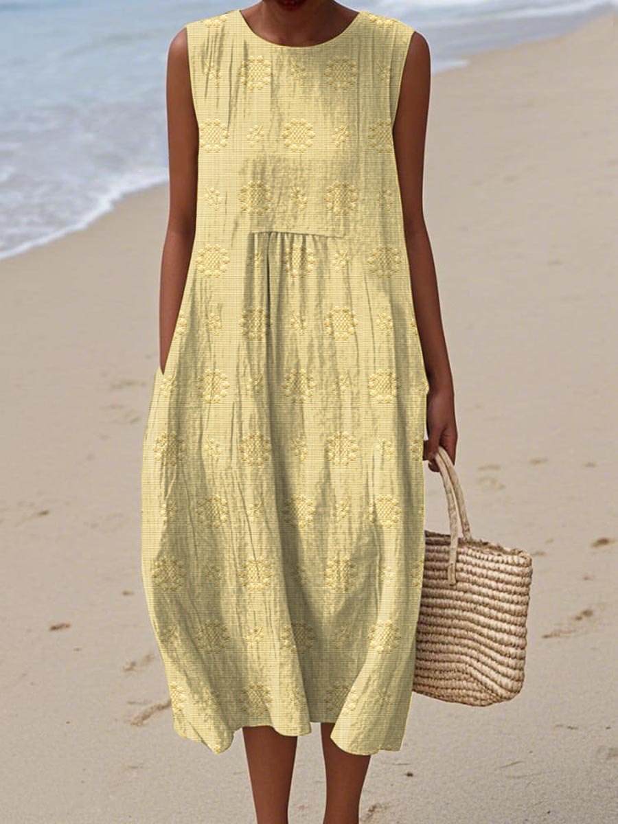 Aika | Elegant Sleeveless Cotton Pocket Dress - Ciara & Fiona