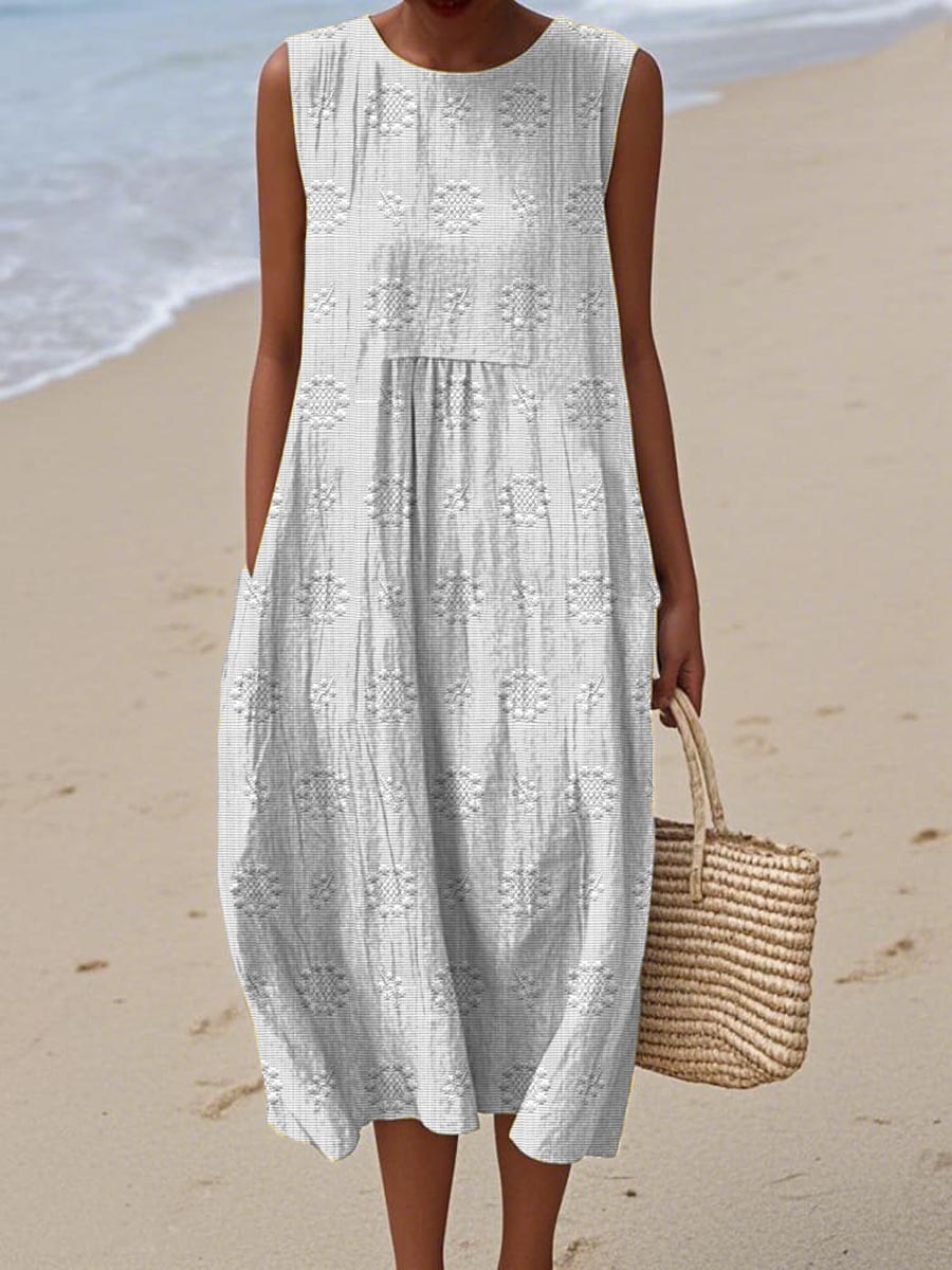 Aika | Elegant Sleeveless Cotton Pocket Dress - Ciara & Fiona