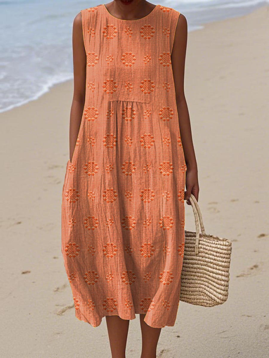 Aika | Elegant Sleeveless Cotton Pocket Dress - Ciara & Fiona