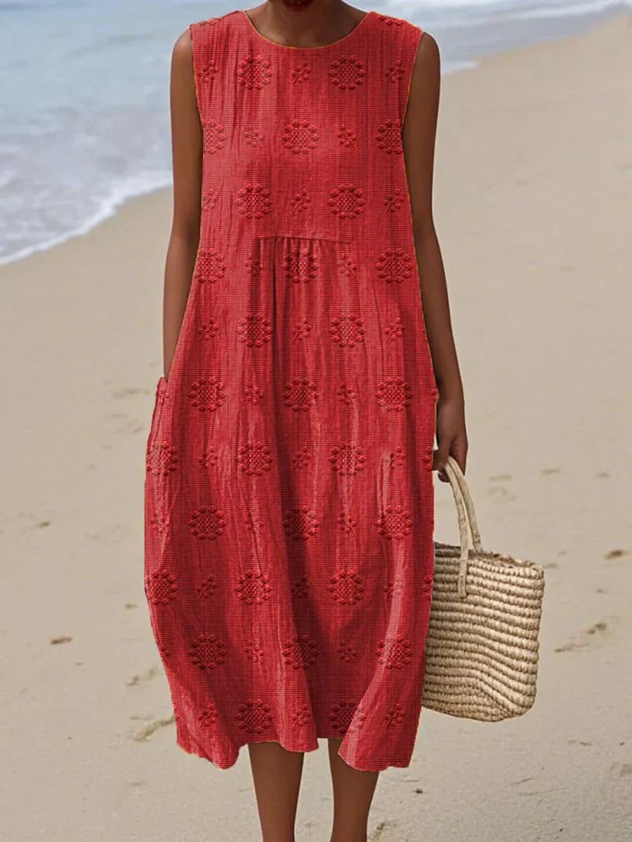 Aika | Elegant Sleeveless Cotton Pocket Dress - Ciara & Fiona