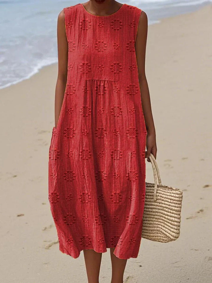 Aika | Elegant Sleeveless Cotton Pocket Dress - Ciara & Fiona