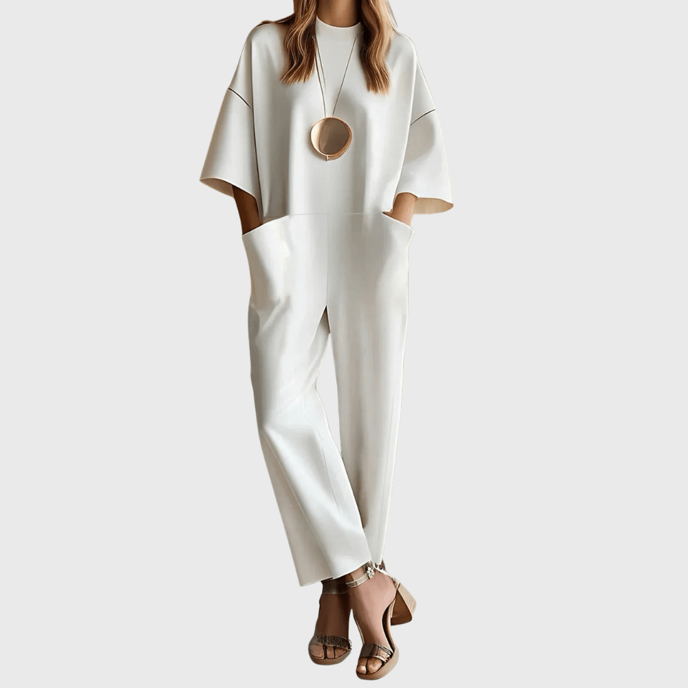 Amedea | Elegant Short - Sleeved Jumpsuit - Ciara & Fiona