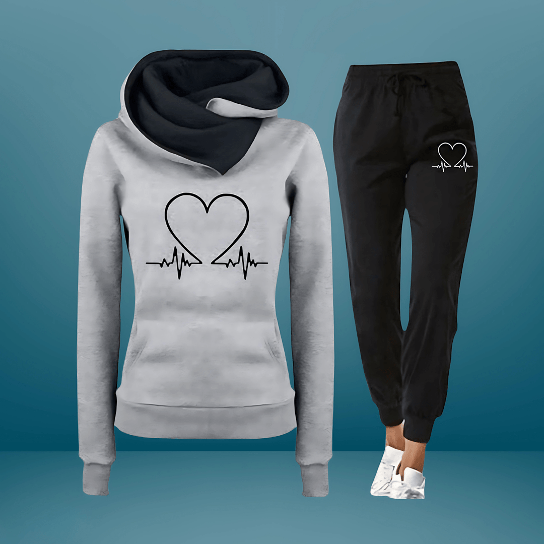 AMORELLA | Heart Print Women’s Tracksuit - Ciara & Fiona