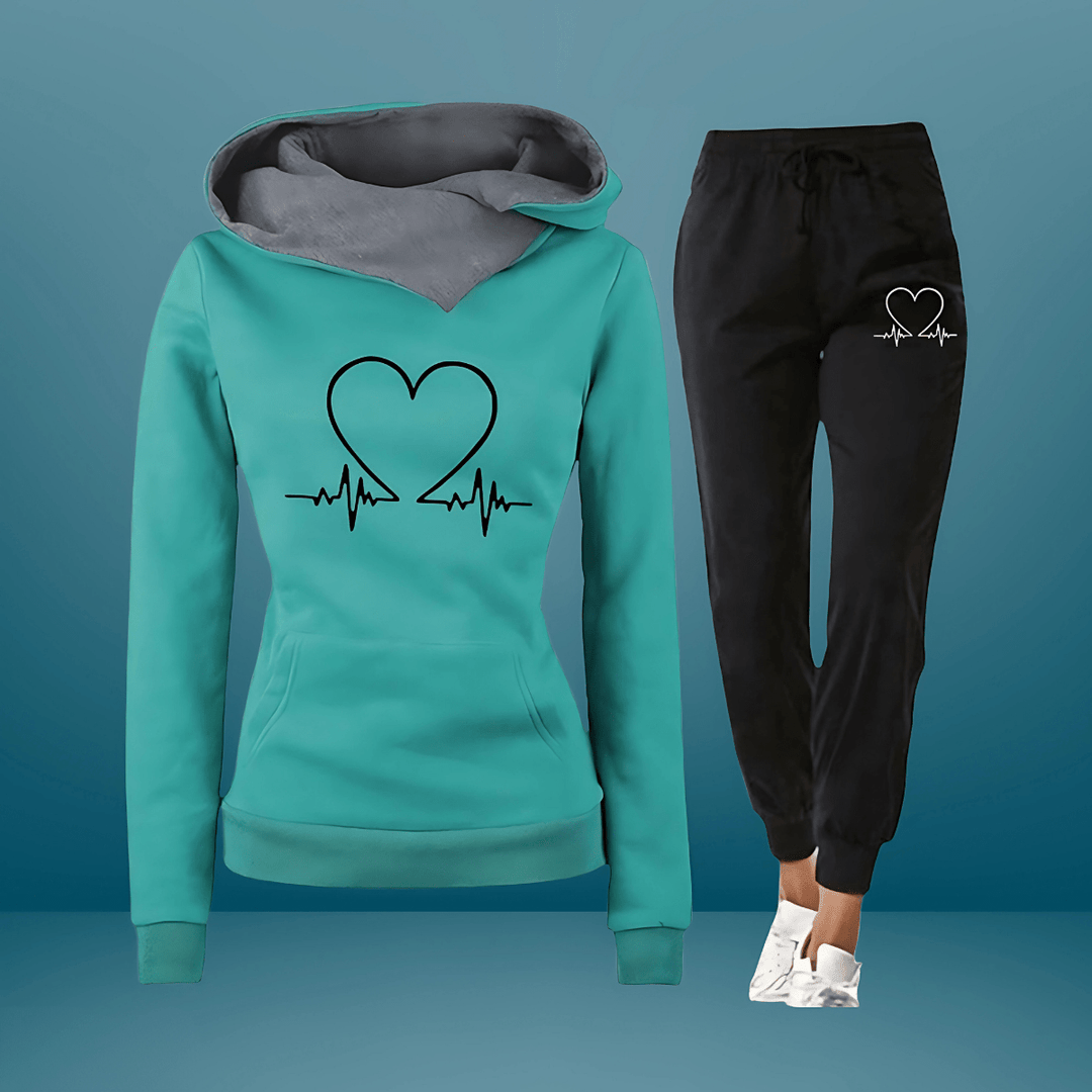 AMORELLA | Heart Print Women’s Tracksuit - Ciara & Fiona