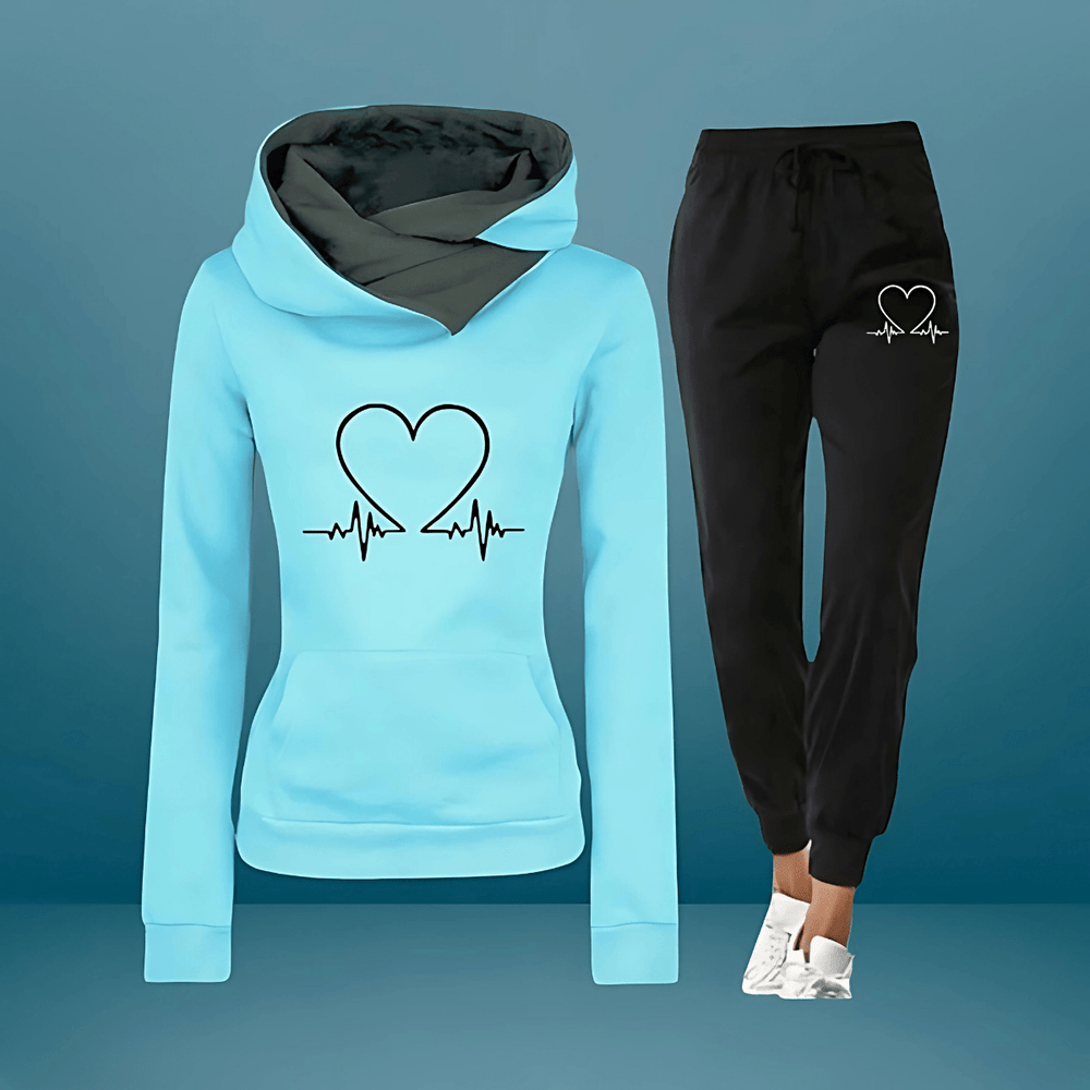 AMORELLA | Heart Print Women’s Tracksuit - Ciara & Fiona