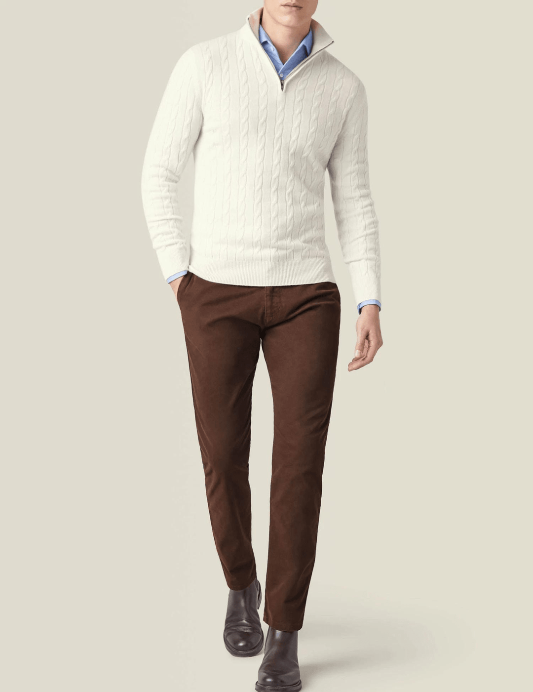 Aslan | Cable Knit Zipper Sweater - Ciara & Fiona
