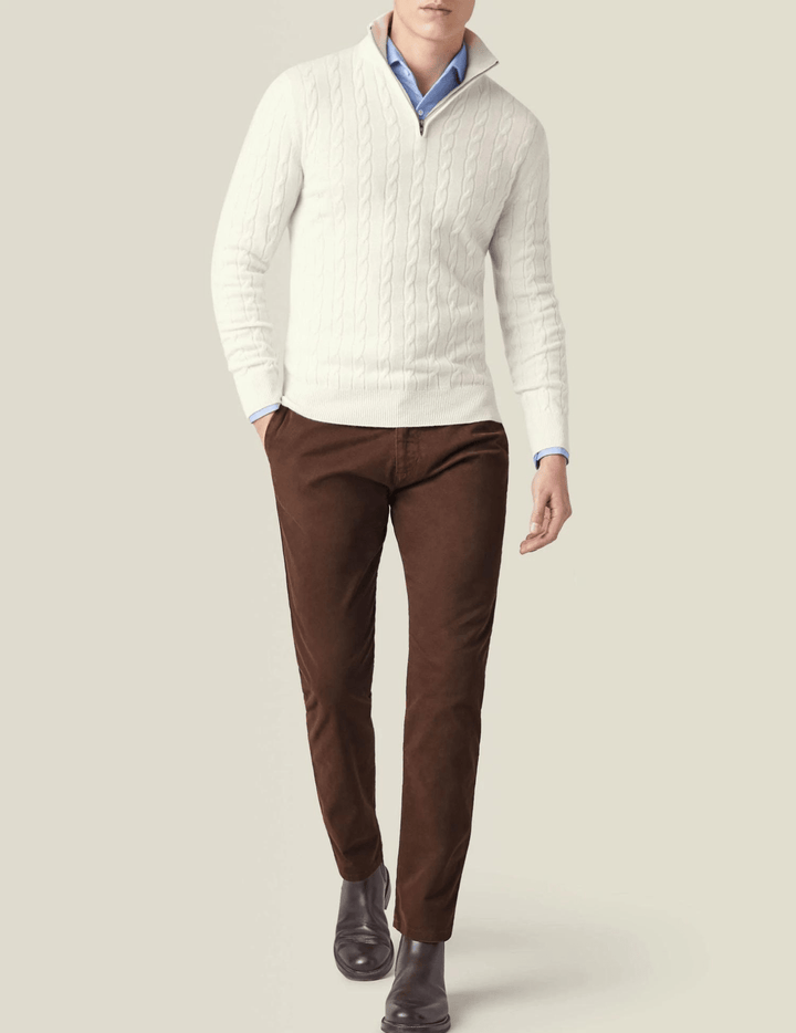 Aslan | Cable Knit Zipper Sweater - Ciara & Fiona