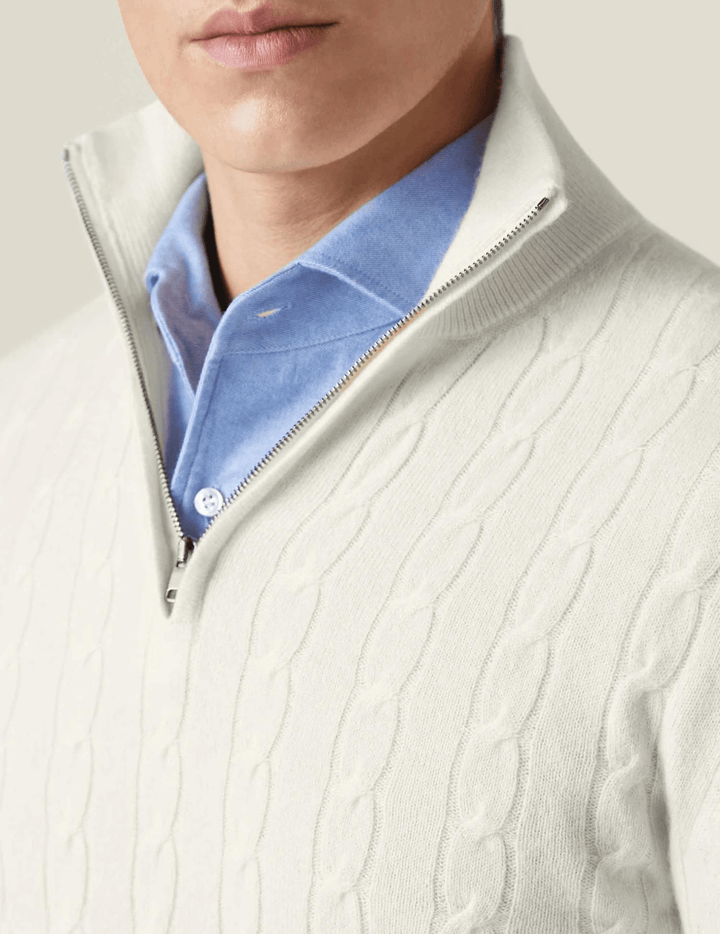 Aslan | Cable Knit Zipper Sweater - Ciara & Fiona