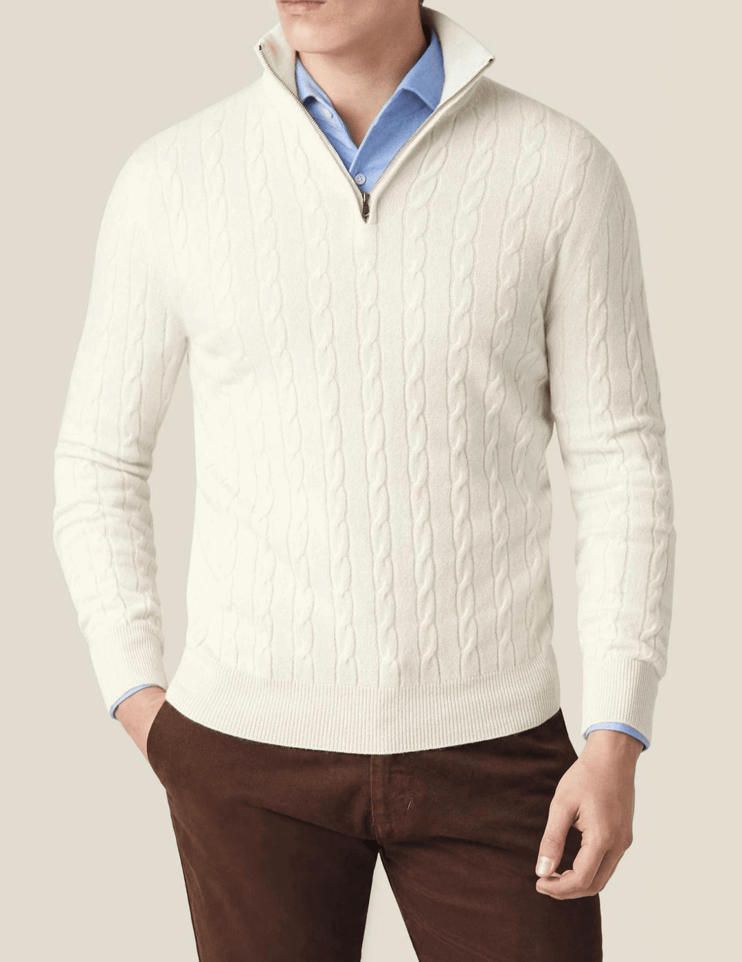 Aslan | Cable Knit Zipper Sweater - Ciara & Fiona