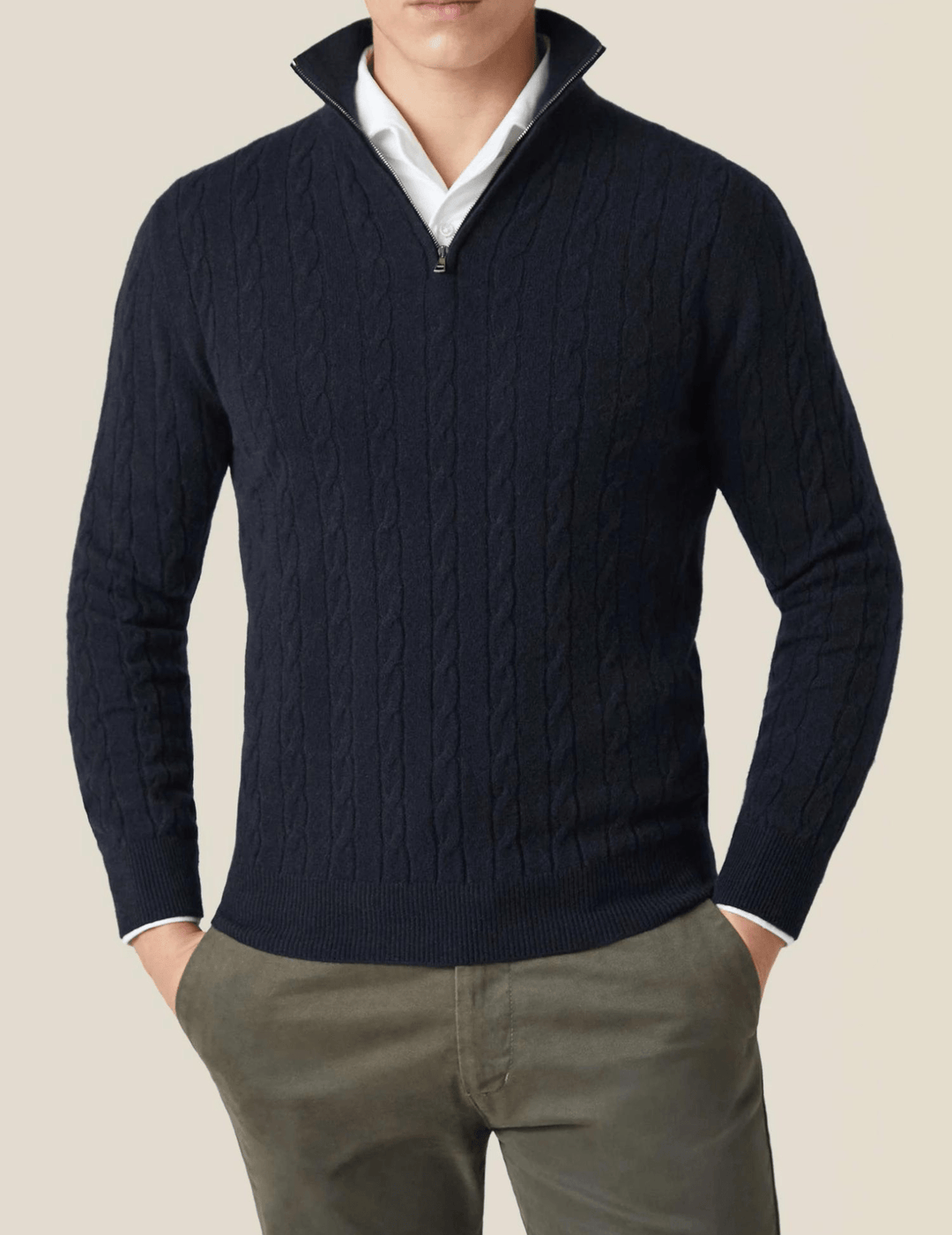 Aslan | Cable Knit Zipper Sweater - Ciara & Fiona