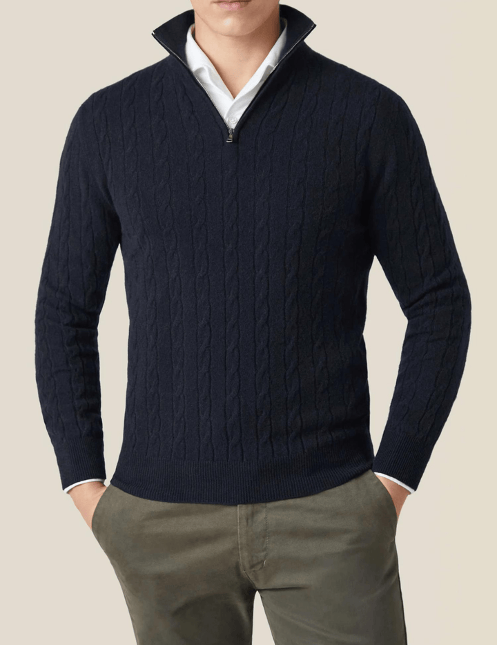 Aslan | Cable Knit Zipper Sweater - Ciara & Fiona
