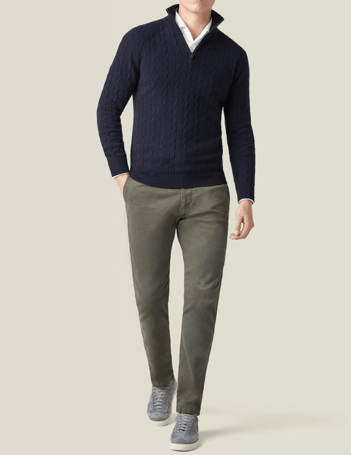 Aslan | Cable Knit Zipper Sweater - Ciara & Fiona