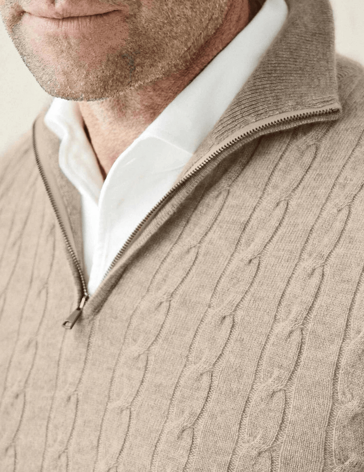 Aslan | Cable Knit Zipper Sweater - Ciara & Fiona