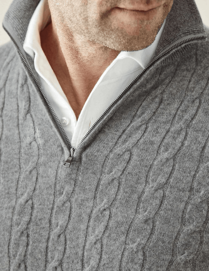Aslan | Cable Knit Zipper Sweater - Ciara & Fiona