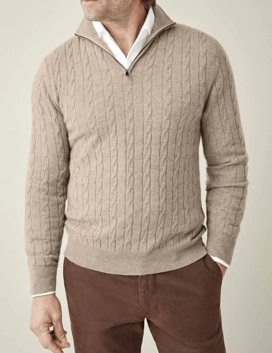 Aslan | Cable Knit Zipper Sweater - Ciara & Fiona