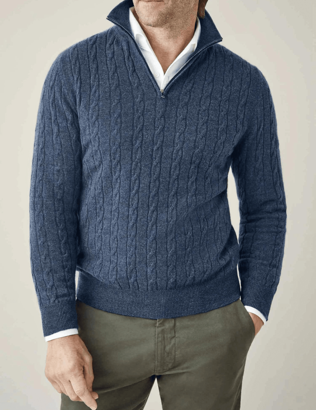 Aslan | Cable Knit Zipper Sweater - Ciara & Fiona