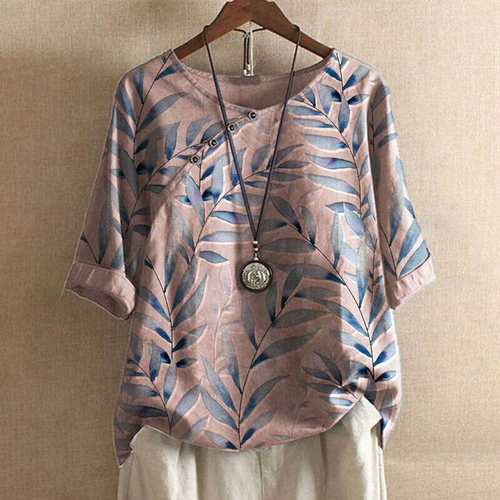 Casey | Leaf Print Detail Blouse - Ciara & Fiona