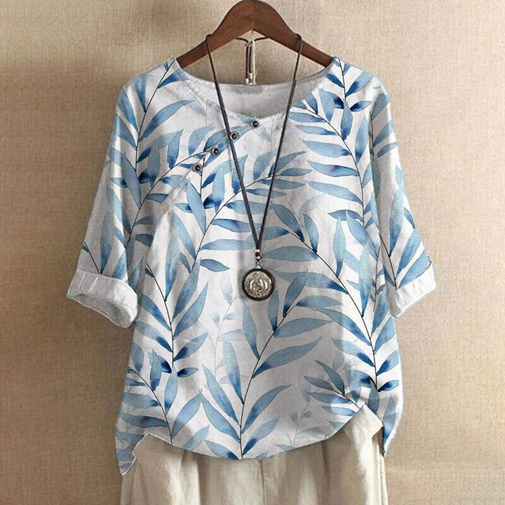 Casey | Leaf Print Detail Blouse - Ciara & Fiona