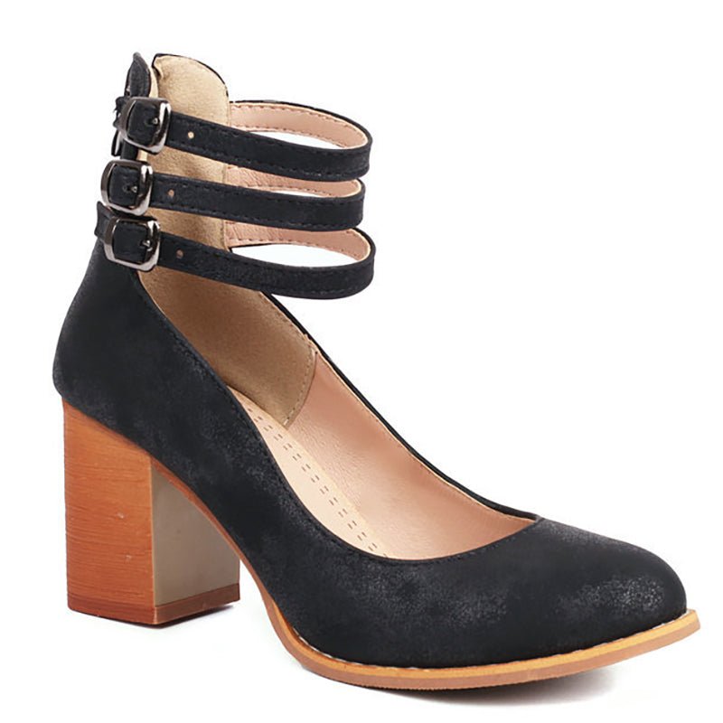 Casilda | Smooth sandals with ankle strap and chunky heel - Ciara & Fiona