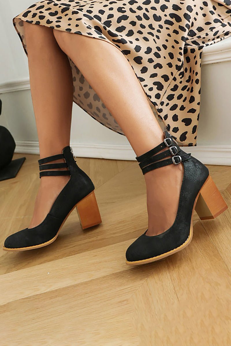 Casilda | Smooth sandals with ankle strap and chunky heel - Ciara & Fiona