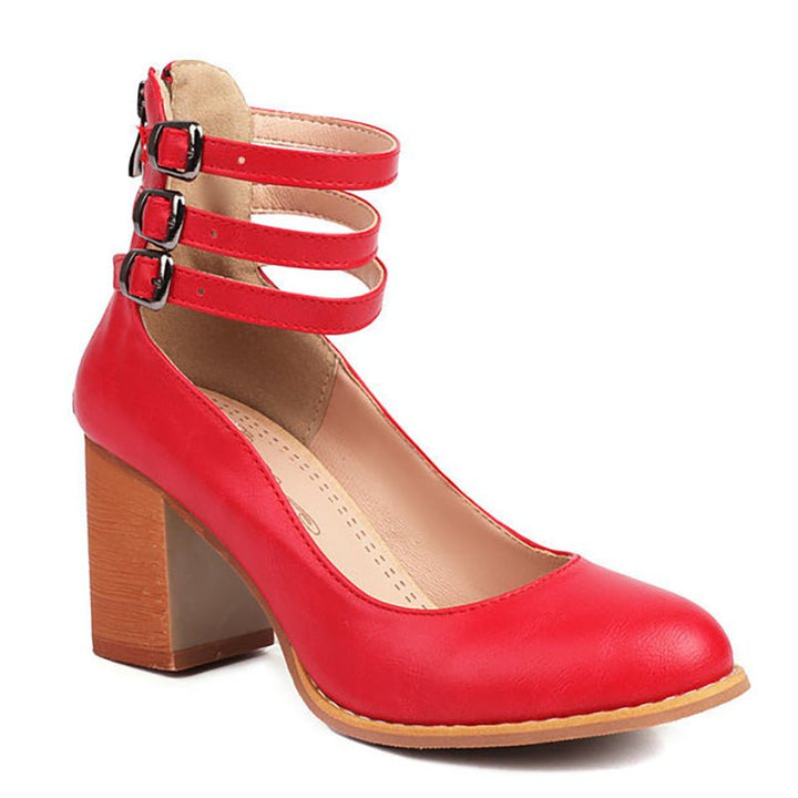 Casilda | Smooth sandals with ankle strap and chunky heel - Ciara & Fiona