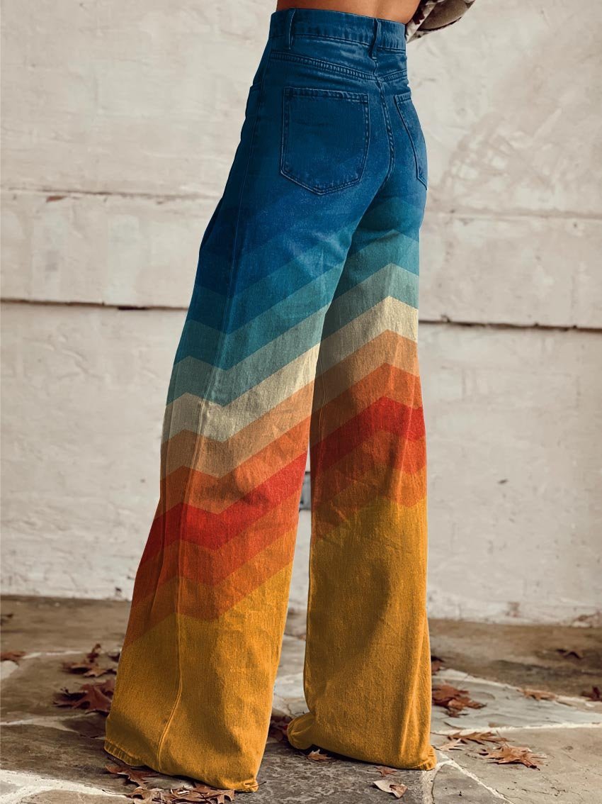 Caterina | Retro Wide - Leg Chevron Pants - Ciara & Fiona