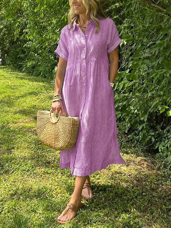 Charleigh | Elegant Striped Dress - Ciara & Fiona