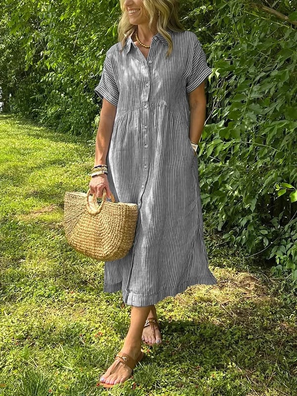 Charleigh | Elegant Striped Dress - Ciara & Fiona