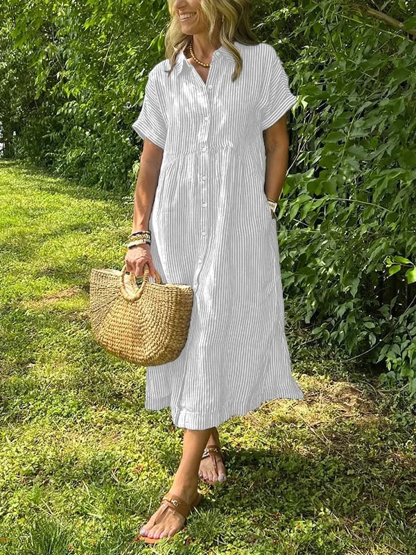 Charleigh | Elegant Striped Dress - Ciara & Fiona
