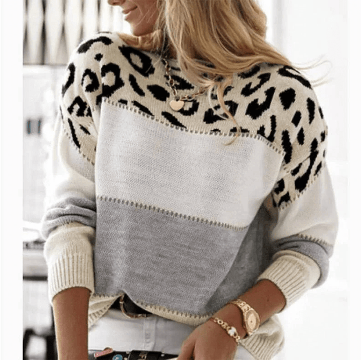 Cheyenne - Leopard Print Casual Sweater - Ciara & Fiona