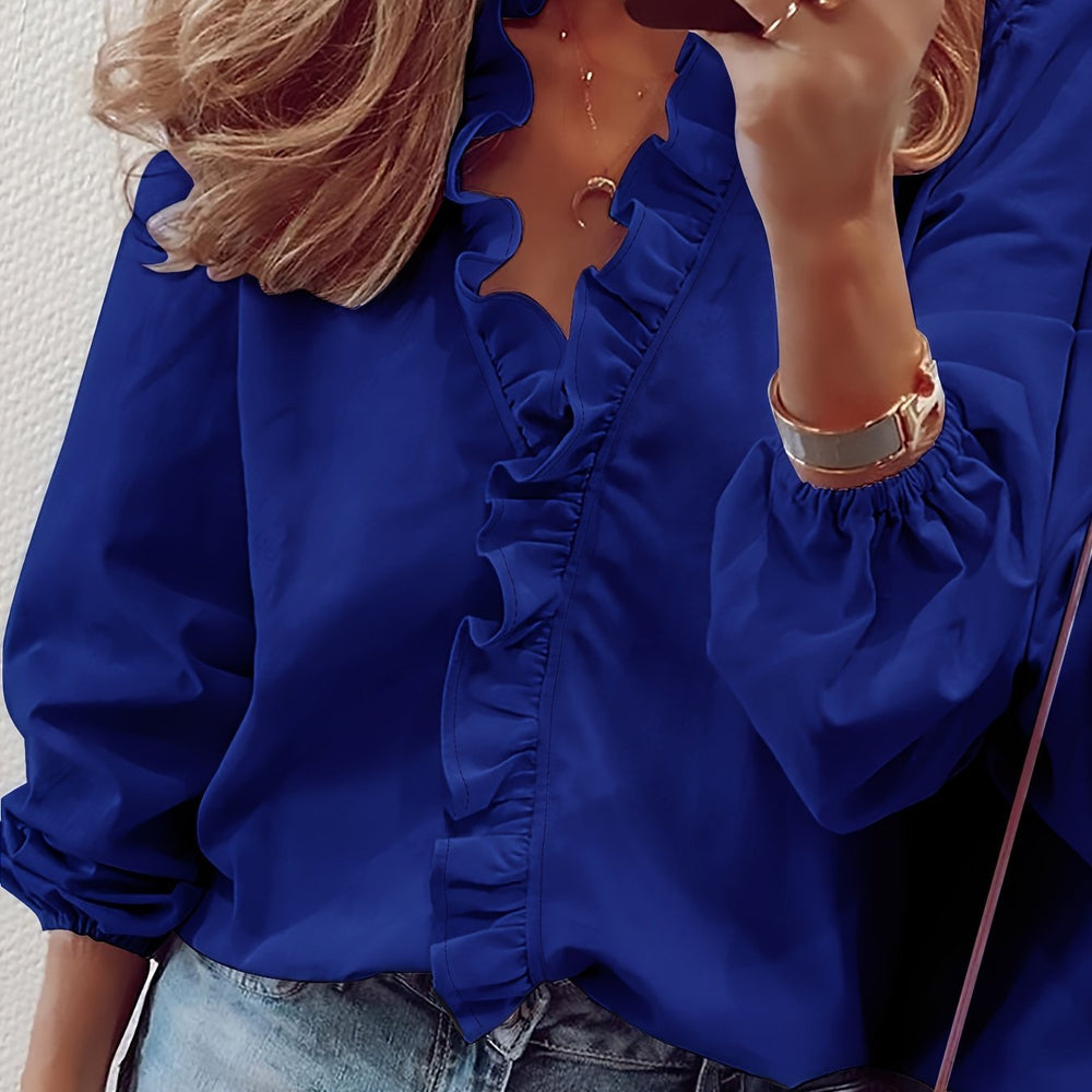 Cordelia | Ruffled V - Neck Blouse - Ciara & Fiona