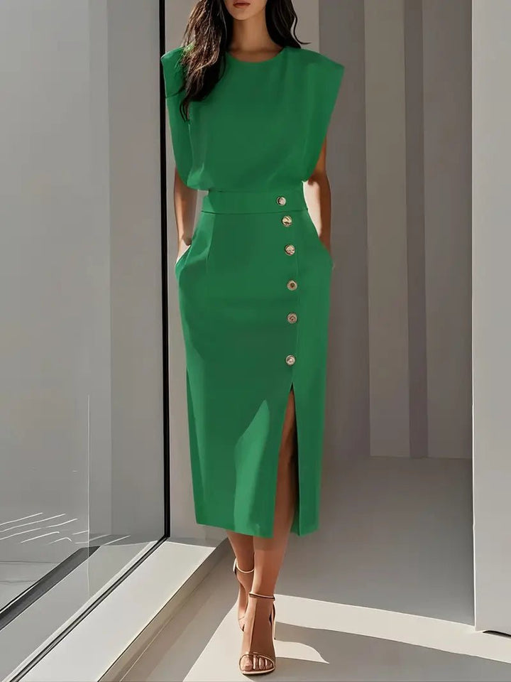 Dalia | Midi Dress with Side Slit - Ciara & Fiona