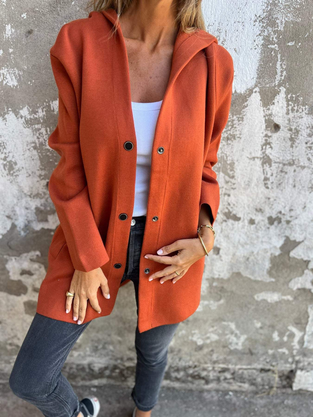 ELISA | Casual single - breasted blazer with hood - Ciara & Fiona