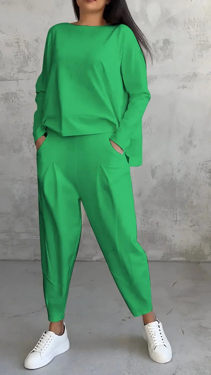 Elise | Casual round neck long sleeve two piece suit - Ciara & Fiona