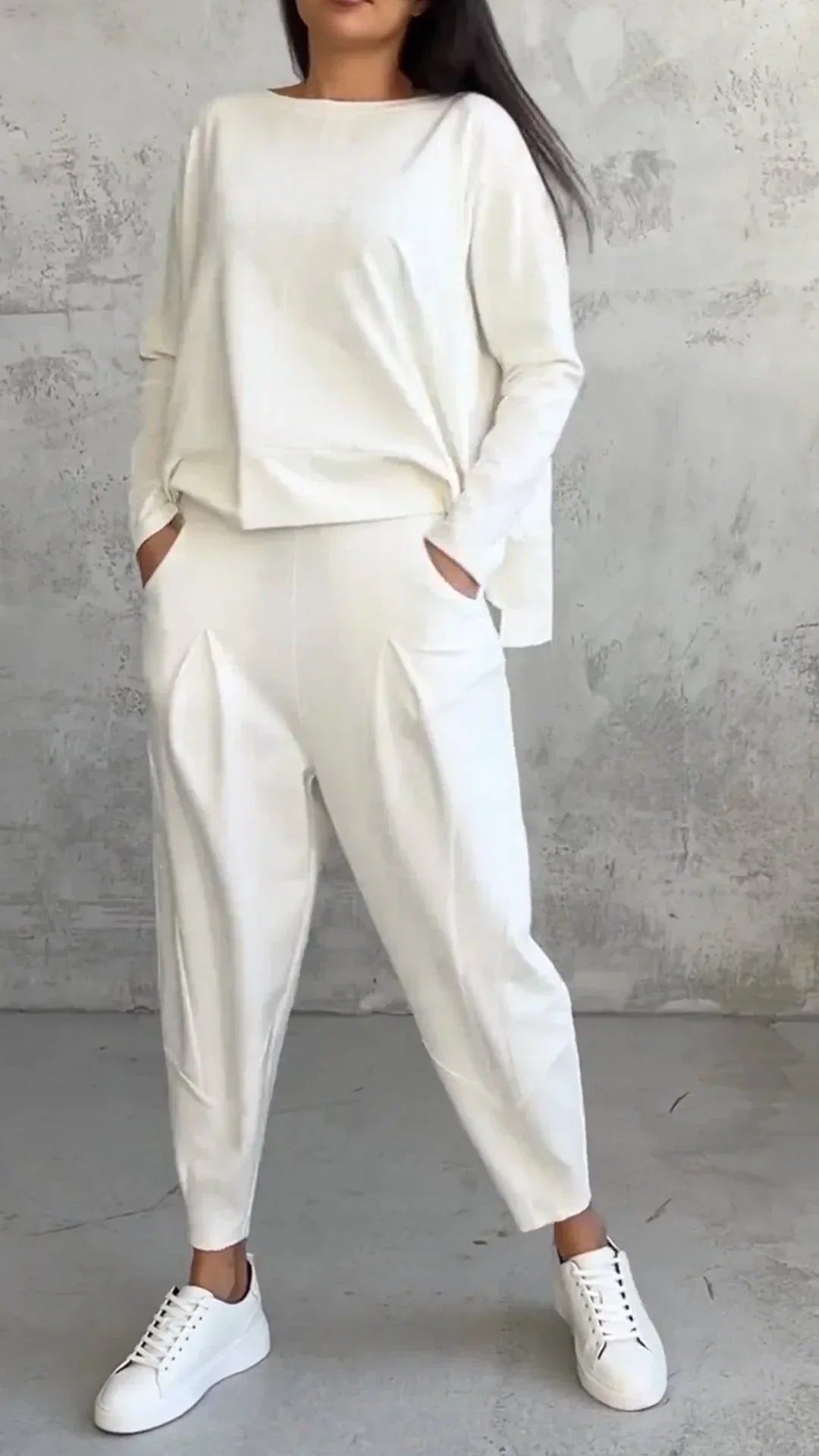 Elise | Casual round neck long sleeve two piece suit - Ciara & Fiona