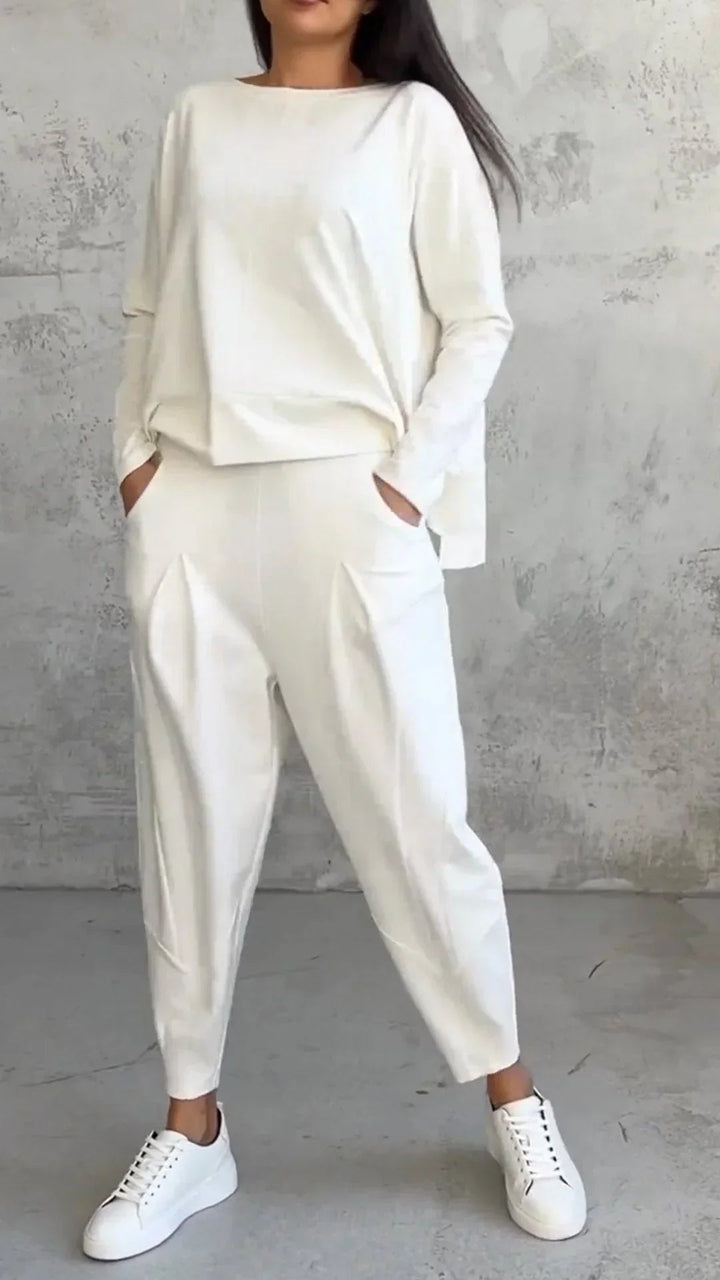 Elise | Casual round neck long sleeve two piece suit - Ciara & Fiona