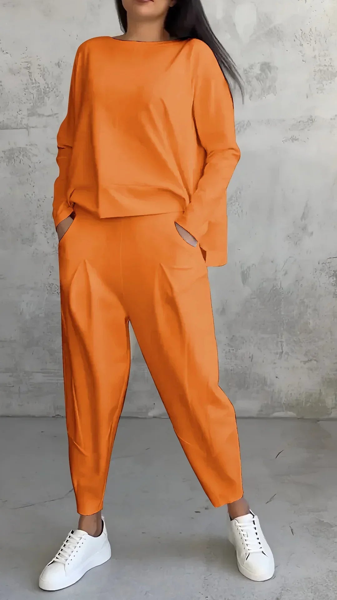 Elise | Casual round neck long sleeve two piece suit - Ciara & Fiona