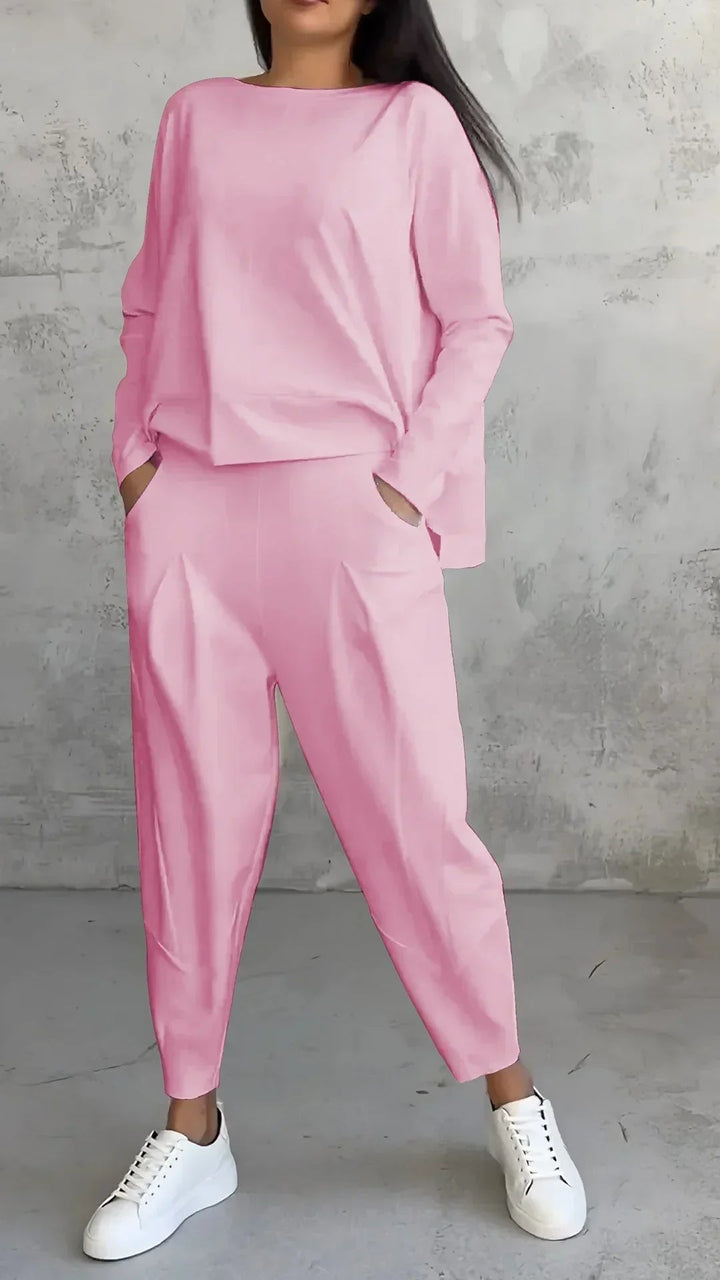 Elise | Casual round neck long sleeve two piece suit - Ciara & Fiona