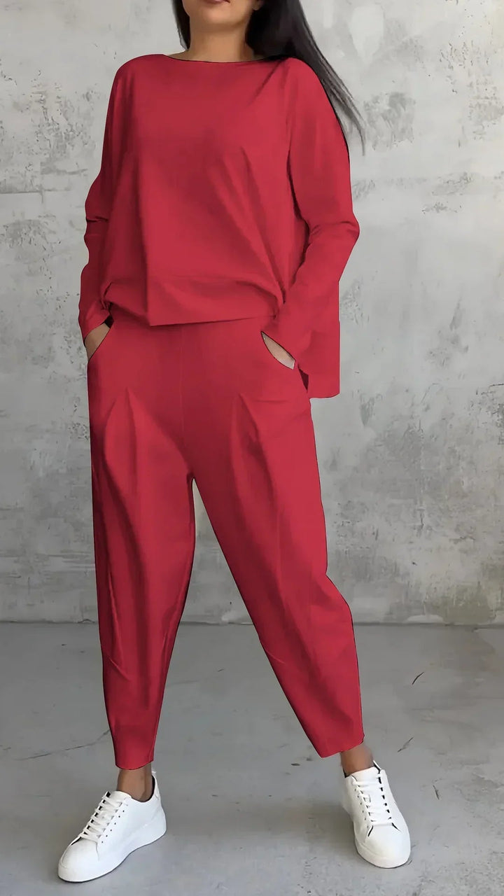 Elise | Casual round neck long sleeve two piece suit - Ciara & Fiona