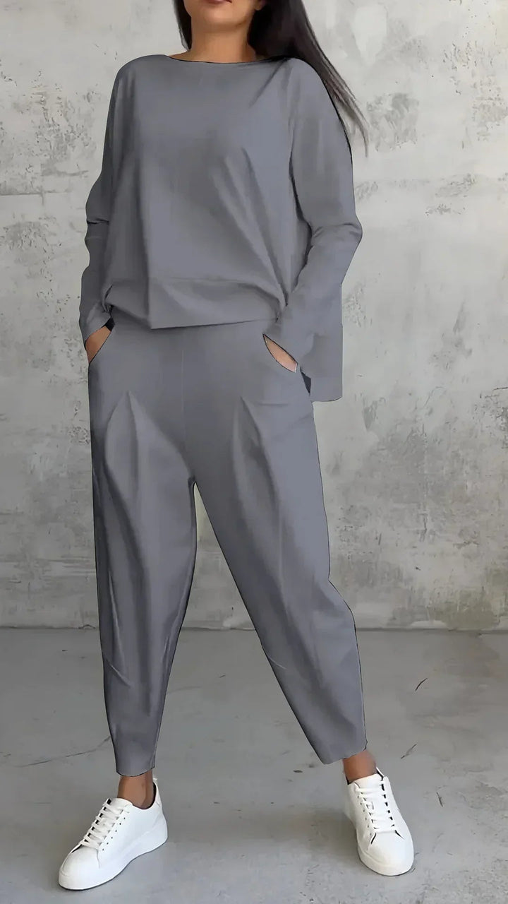 Elise | Casual round neck long sleeve two piece suit - Ciara & Fiona