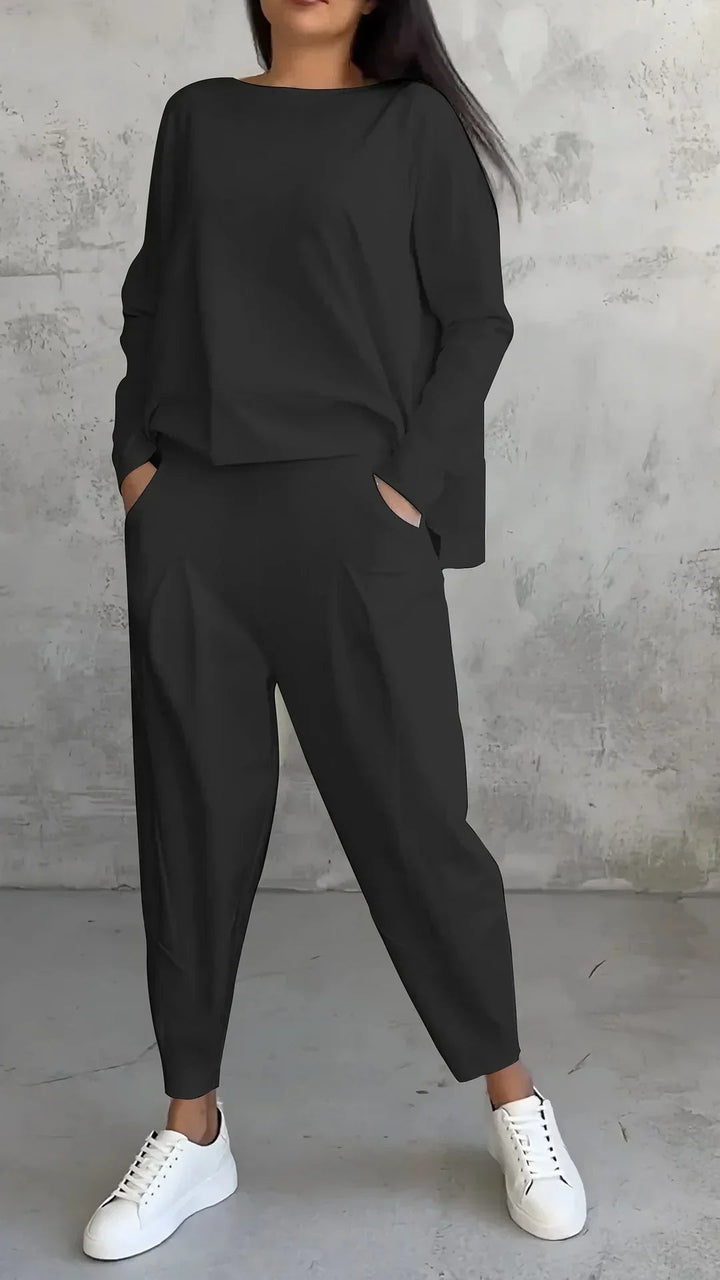 Elise | Casual round neck long sleeve two piece suit - Ciara & Fiona