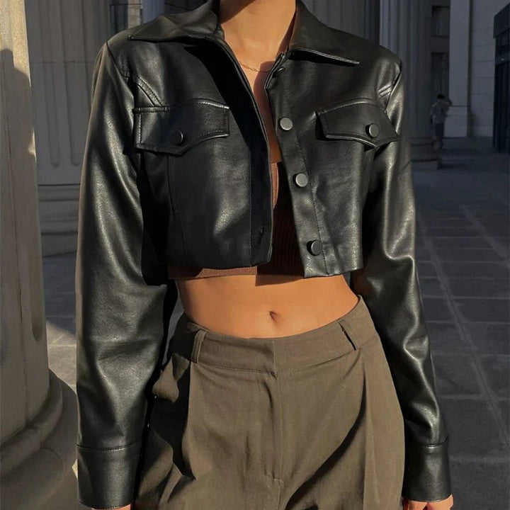 Élise™ | Elegant Faux Leather Jacket - Ciara & Fiona