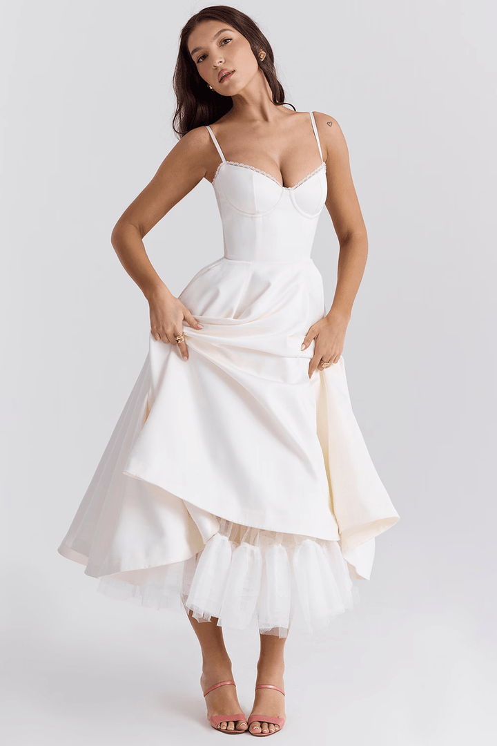 Elouise | Elegant Satin Party Dress - Ciara & Fiona