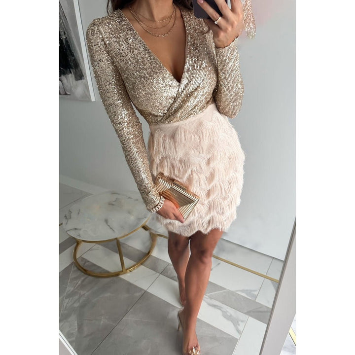 Erica | Sequined Frill Dress - Ciara & Fiona