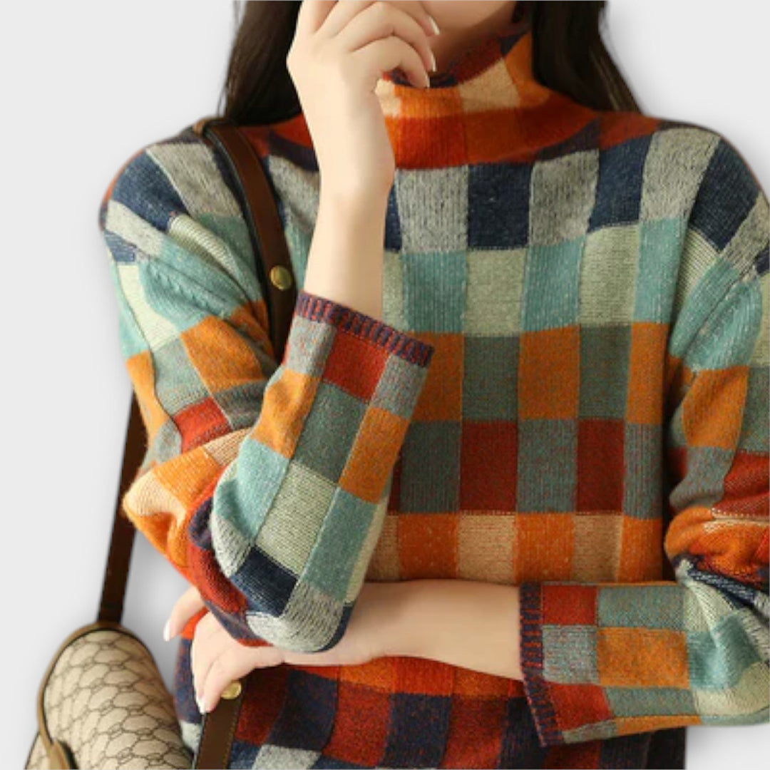 Erika - Colorful Patchwork Turtleneck - Ciara & Fiona