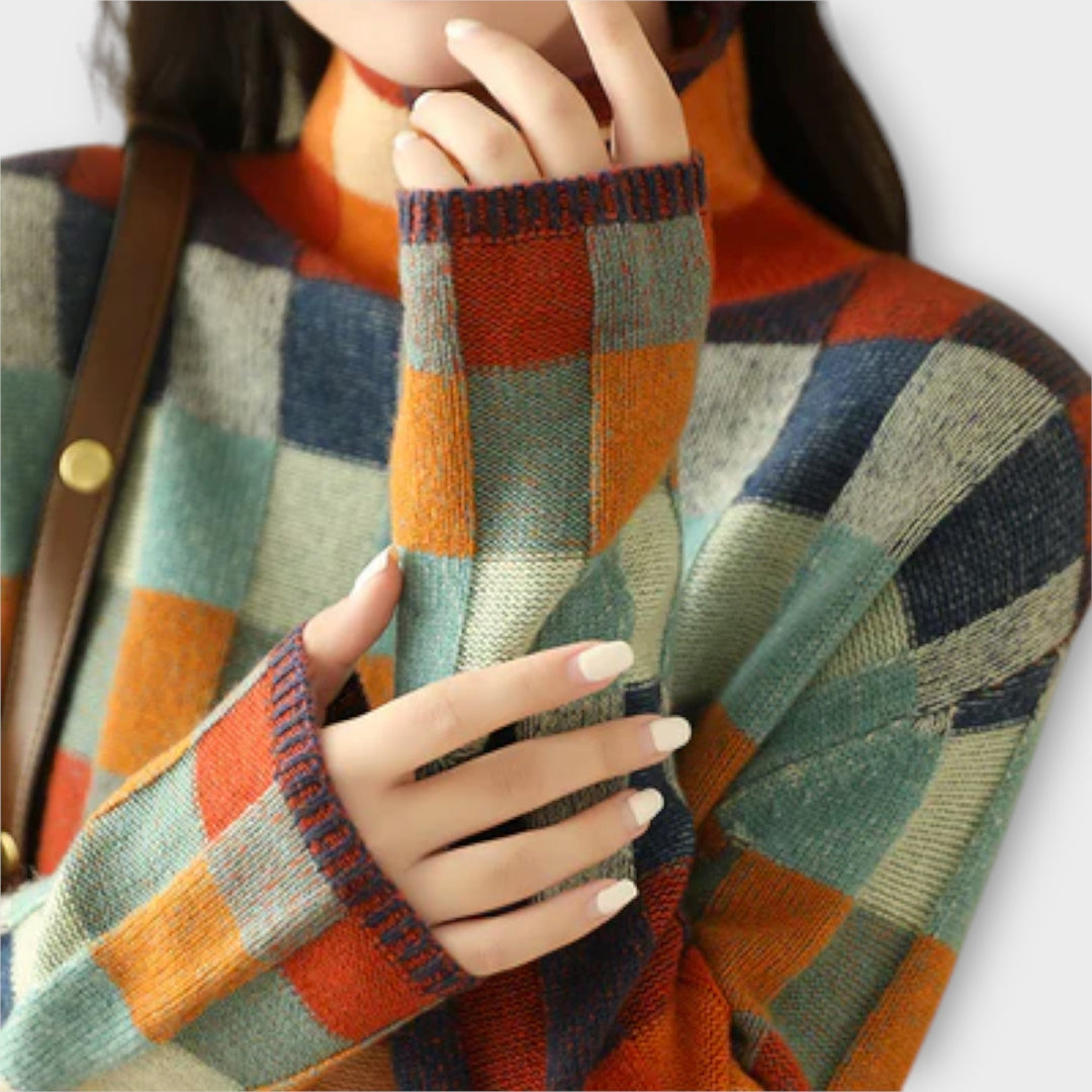 Erika - Colorful Patchwork Turtleneck - Ciara & Fiona